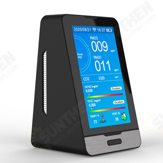 WIFI PM2.5 PM1.0 PM10 Temperature Humidity Air Quality Monitor 4.3 Inch LED Display Intelligent CO2 HCHO TOVC Gas Detector