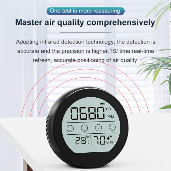 ZN-P8 Digital CO2 Gas Analyzer 400-5000ppm Air Quality Monitor NDIR Infrared Detection Gas Detector with Temperature Humidity Display