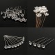 100pcs Clear Diamante Flowers Pins Wedding Bouquet Supplies Diamond Corsage Florist Craft