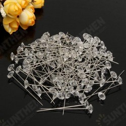 100pcs Clear Diamante Flowers Pins Wedding Bouquet Supplies Diamond Corsage Florist Craft 100pcs Clear Diamante Flowers Pins Wedding Bouquet Supplies Diamond Corsage Florist Craft