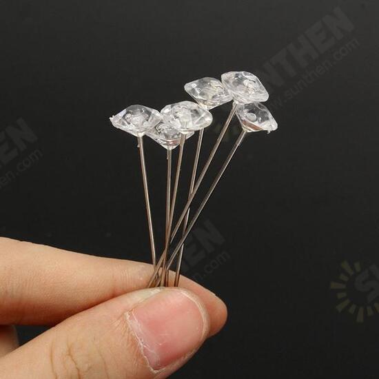 100pcs Clear Diamante Flowers Pins Wedding Bouquet Supplies Diamond Corsage Florist Craft