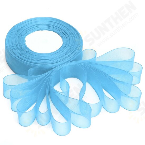 50 Yard 25mm Transparent Organza Ribbon Wedding Party DIY Decoration