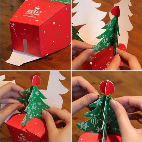 Christmas 2017 Paper Gift Box Candy Box Fit Wedding Party Christmas Tree Pattern Jewelry Packaging B