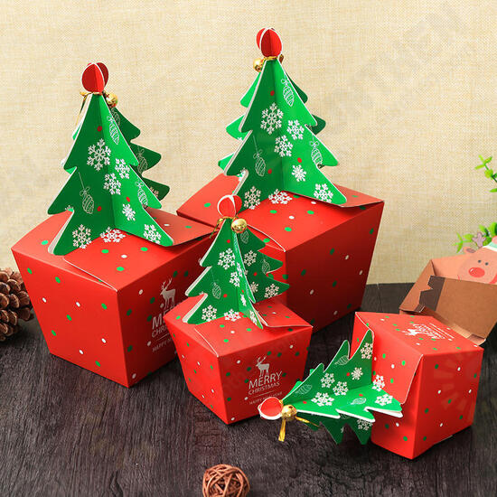 Christmas 2017 Paper Gift Box Candy Box Fit Wedding Party Christmas Tree Pattern Jewelry Packaging B