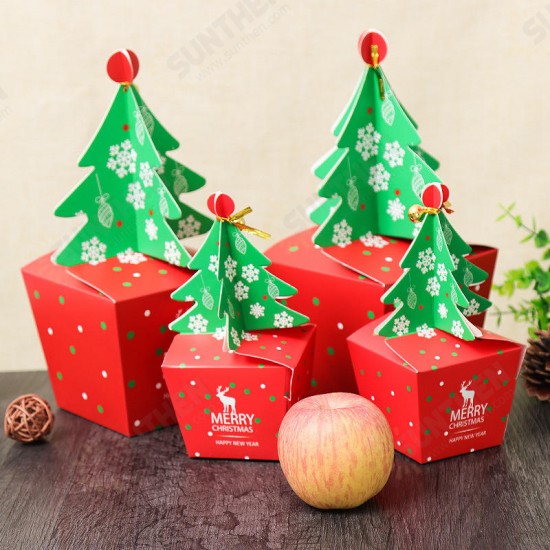 Christmas 2017 Paper Gift Box Candy Box Fit Wedding Party Christmas Tree Pattern Jewelry Packaging B