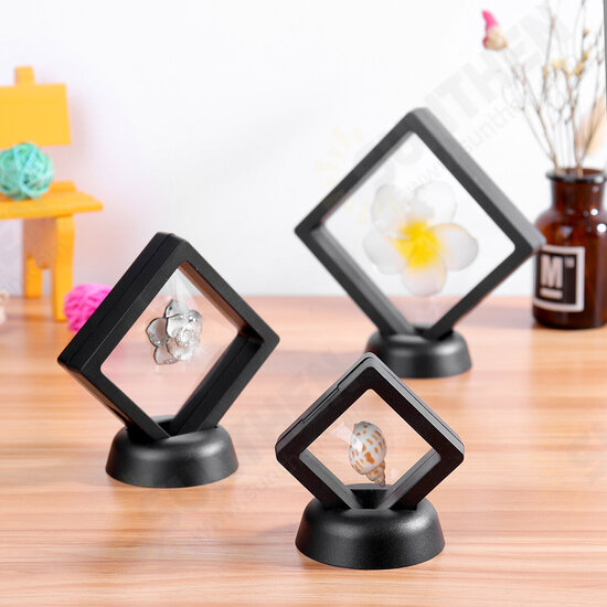 Square 3D Album Floating Frame Holder Coin Box Jewelry Box Display Showcase with Stand