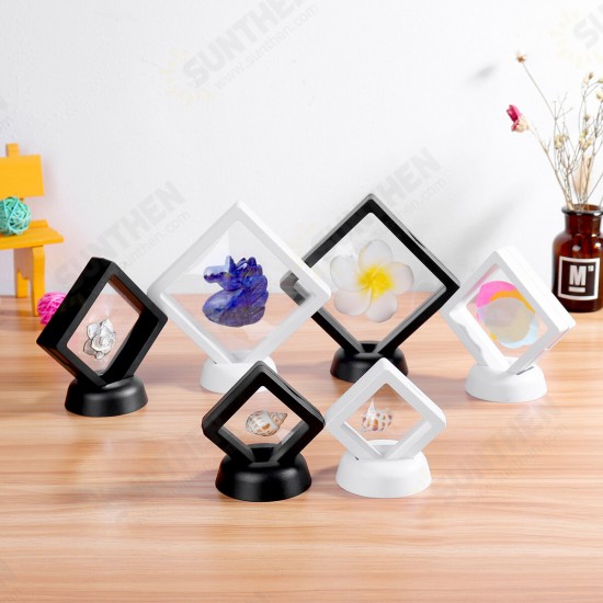 Square 3D Album Floating Frame Holder Coin Box Jewelry Box Display Showcase with Stand