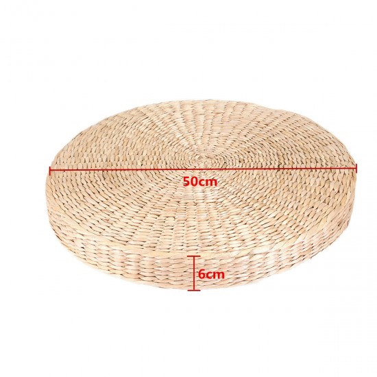50cm Round Pouf Tatami Cushion Floor Cushions Natural Straw Meditation Yoga Mats