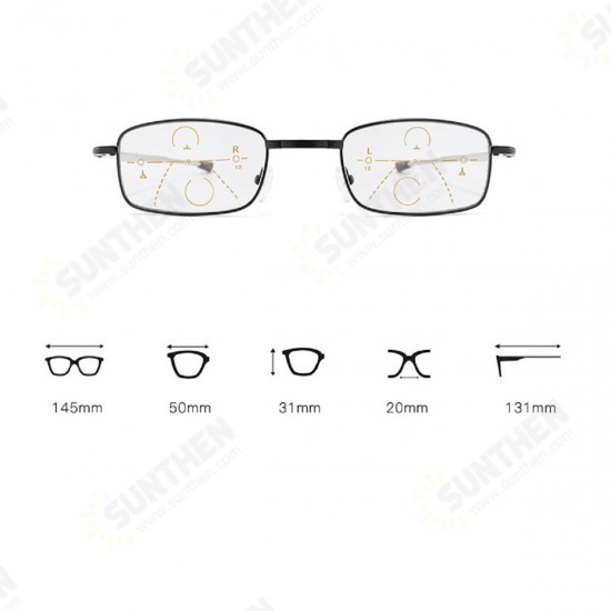 Fashion Blue-light-proof High-end Antenna Folding Presbyopic Intelligent Discoloration Multi-focus Metal Presbyopic Glasses for Men And Women Reading Glasses