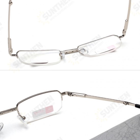 Mens Women Foldable Ultralight Metal Frame Vision Care Reading Glasses Eyeglasses With Case