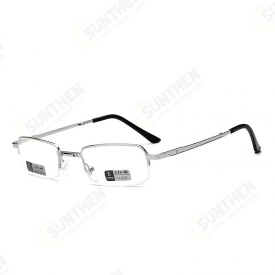 Mens Women Foldable Ultralight Metal Frame Vision Care Reading Glasses Eyeglasses With Case