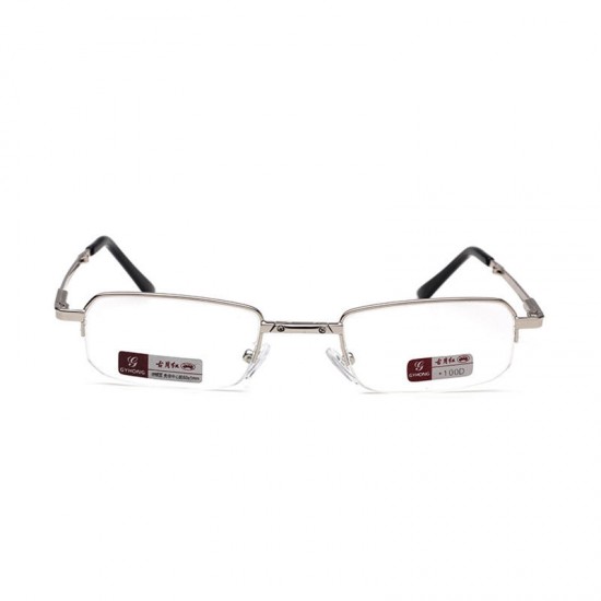 Mens Women Foldable Ultralight Metal Frame Vision Care Reading Glasses Eyeglasses With Case