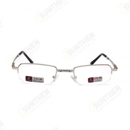 Mens Women Foldable Ultralight Metal Frame Vision Care Reading Glasses Eyeglasses With Case