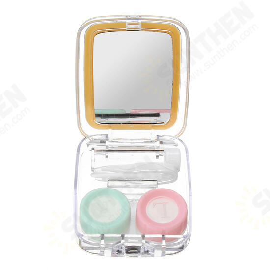 Mini Lens Travel Case Box Container Kit Set Holder Simple W/ Mirror