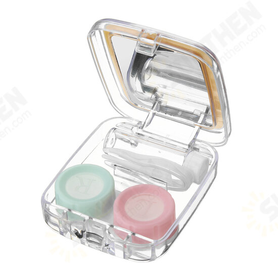 Mini Lens Travel Case Box Container Kit Set Holder Simple W/ Mirror