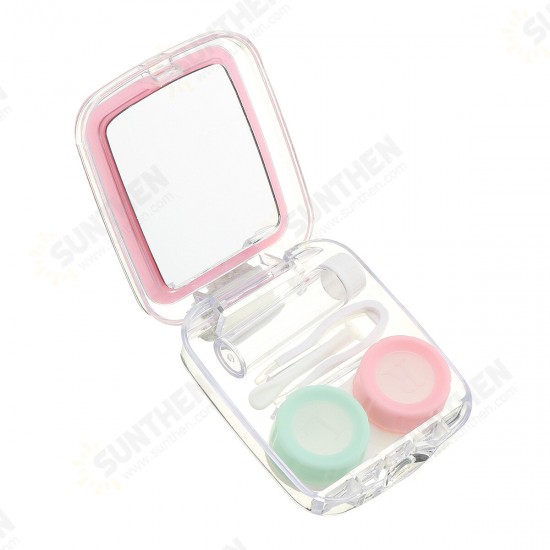 Mini Lens Travel Case Box Container Kit Set Holder Simple W/ Mirror