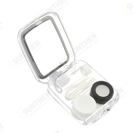 Mini Lens Travel Case Box Container Kit Set Holder Simple W/ Mirror