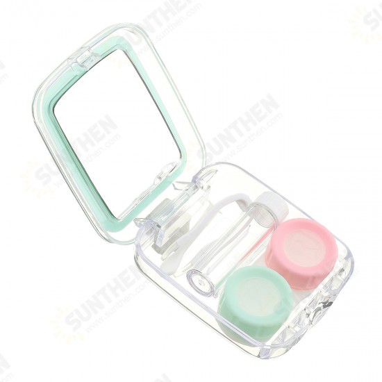 Mini Lens Travel Case Box Container Kit Set Holder Simple W/ Mirror