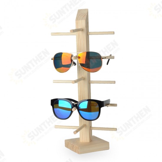 Natural Wood Wooden Sunglasses Eyeglasseses Display Rack Stand Holder Organizer 3/4/5/6 Layers