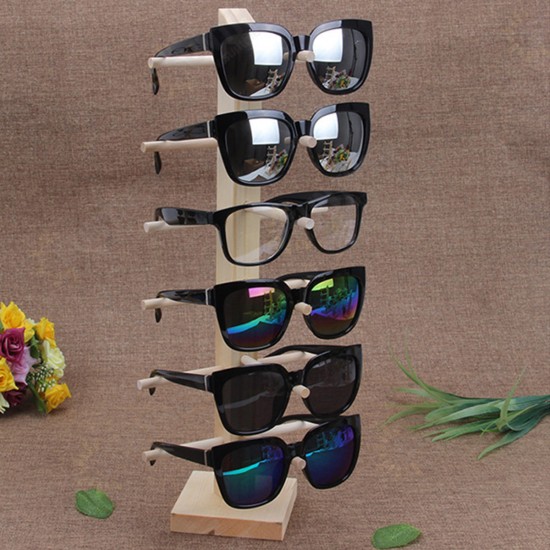 Natural Wood Wooden Sunglasses Eyeglasseses Display Rack Stand Holder Organizer 3/4/5/6 Layers