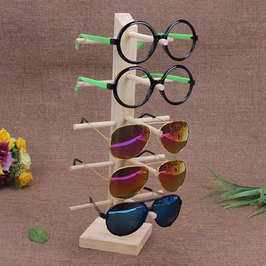 Natural Wood Wooden Sunglasses Eyeglasseses Display Rack Stand Holder Organizer 3/4/5/6 Layers