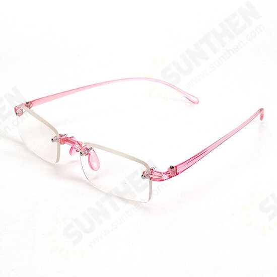 Pink Rimless Light Presbyopic Reading Glasses Fatigue Relieve Strength 1.0 1.5 2.0 2.5 3.0