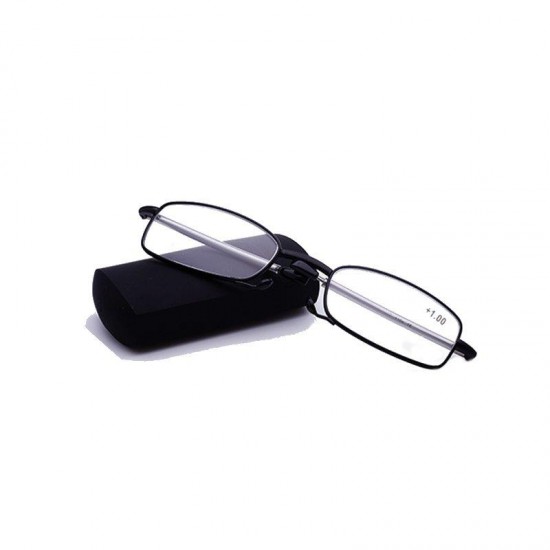 Portable Folding Comfortable Reading Glasses Metal Full Frame With Case