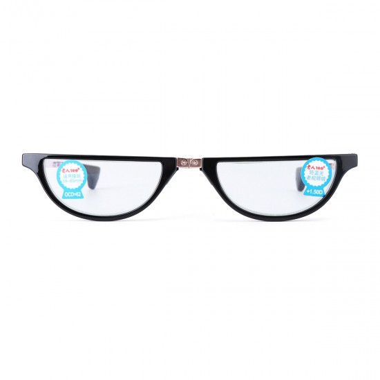 Resin Film Anti-blue Reading Glasses Shell-shaped Folding Presbyopic Glasses with Storage Case