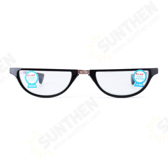 Resin Film Anti-blue Reading Glasses Shell-shaped Folding Presbyopic Glasses with Storage Case