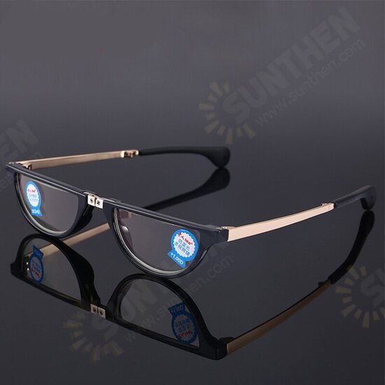 Resin Film Anti-blue Reading Glasses Shell-shaped Folding Presbyopic Glasses with Storage Case