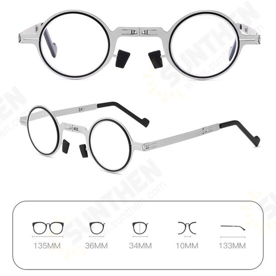 Round Reading Glasses Blocking Blue light Glasses Reader Foldable Ultra Thin Paper Glasses Metal Eyeglasses for Men Women