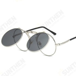 UV400 Vintage Steampunk Flip Up Men Sunglasses Women Retro Round Metal Frame Sun Glasses Hinge Design Curved Glasses Legs UV400 Vintage Steampunk Flip Up Men Sunglasses Women Retro Round Metal Frame Sun Glasses Hinge Design Curved Glasses Legs