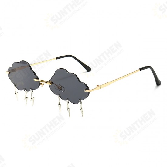 Women Metal Sunglasses Cloud Shape PC Lens Rimless Shades UV400 Accessory