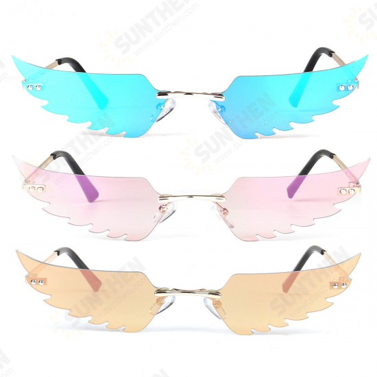 Women Rimless Sunglasses Sun Glasses Eyewear Frameless w/ Storage Case