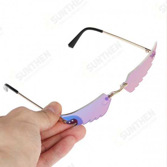 Women Rimless Sunglasses Sun Glasses Eyewear Frameless w/ Storage Case