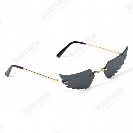 Women Rimless Sunglasses Sun Glasses Eyewear Frameless w/ Storage Case