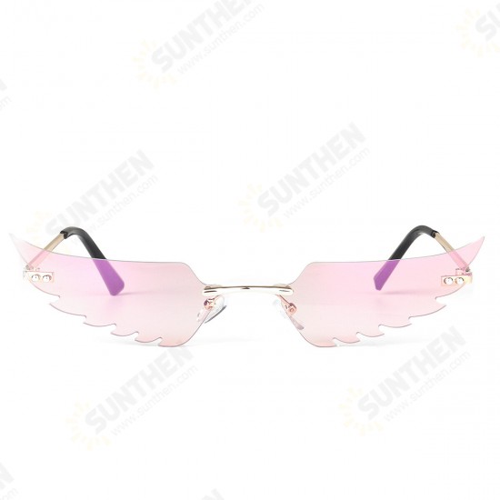 Women Rimless Sunglasses Sun Glasses Eyewear Frameless w/ Storage Case