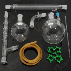 1000mL 24/29 Glass Vacuum Distillation Extraction Distilling Apparatus Kit Lab Glassware Set 1000mL 24/29 Glass Vacuum Distillation Extraction Distilling Apparatus Kit Lab Glassware Set