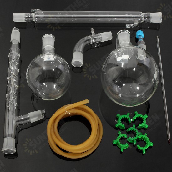 1000mL 24/29 Glass Vacuum Distillation Extraction Distilling Apparatus Kit Lab Glassware Set