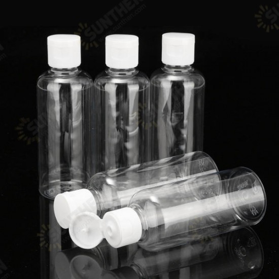 100ml Clear Plastic Bottles For Travel Cosmetic Lotion Container with White Caps