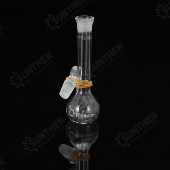 10mL Clear Glass Volumetric Flask w/ Glass Stopper Lab Chemistry Glassware