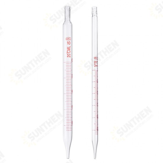 1/2/3/5/10ml Glass Short Pipette With Scale And Bubble Lab Glassware Kit