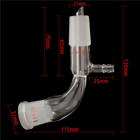 24/29 Glass Bend Connector Tube Vacuum Distillation Take Off Adapter