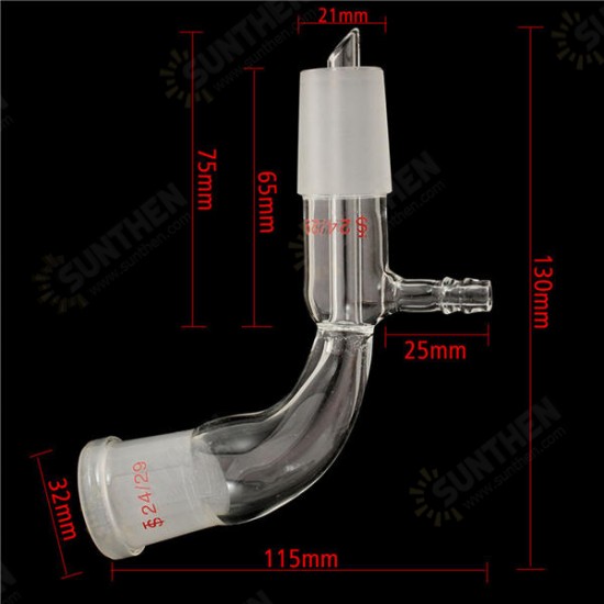 24/29 Glass Bend Connector Tube Vacuum Distillation Take Off Adapter 24/29 Glass Bend Connector Tube Vacuum Distillation Take Off Adapter