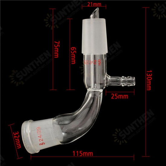 24/29 Glass Bend Connector Tube Vacuum Distillation Take Off Adapter