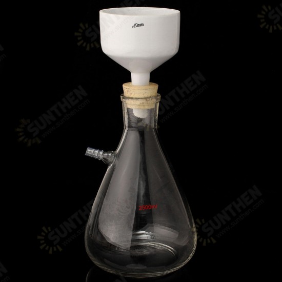 2500mL Filteration Buchner Funnel Kit Vacuum Suction Glass Flask Apparatus