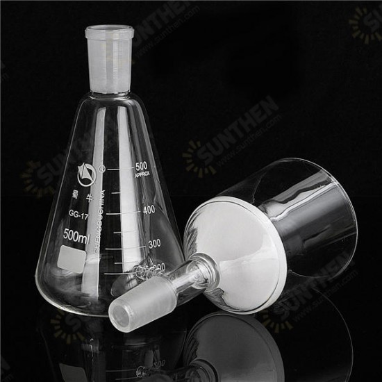 500mL 24/29 Joint Suction Filtration Equipment Glass Buchner Funnel Conical Flask Filter Kit