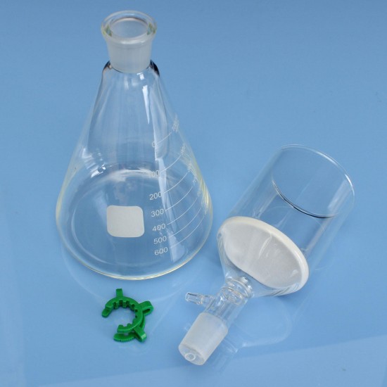 Glass Vaccum Suction Filter Filtration Kit 250ml Buchner Funnel 1000mL Conical Flask