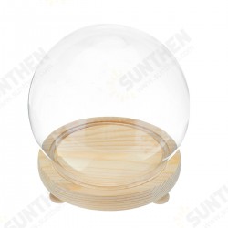 Round Decorative Transparent Glass Dome with Wooden Base Cloche Bell Jar Round Decorative Transparent Glass Dome with Wooden Base Cloche Bell Jar
