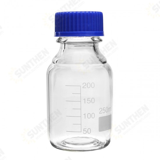 100/250/500mL Borosilicate Glass Clear Reagent Bottle Blue Screw Cap Lab Storage Bottle 100/250/500mL Borosilicate Glass Clear Reagent Bottle Blue Screw Cap Lab Storage Bottle